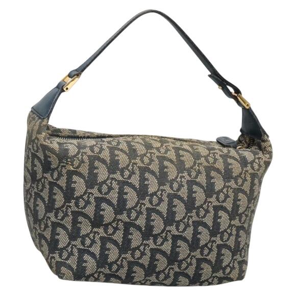 DIOR Trotter Canvas Hand Bag Navy Gold - Picture 1 of 12